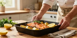 receta de salmón al horno con patatas